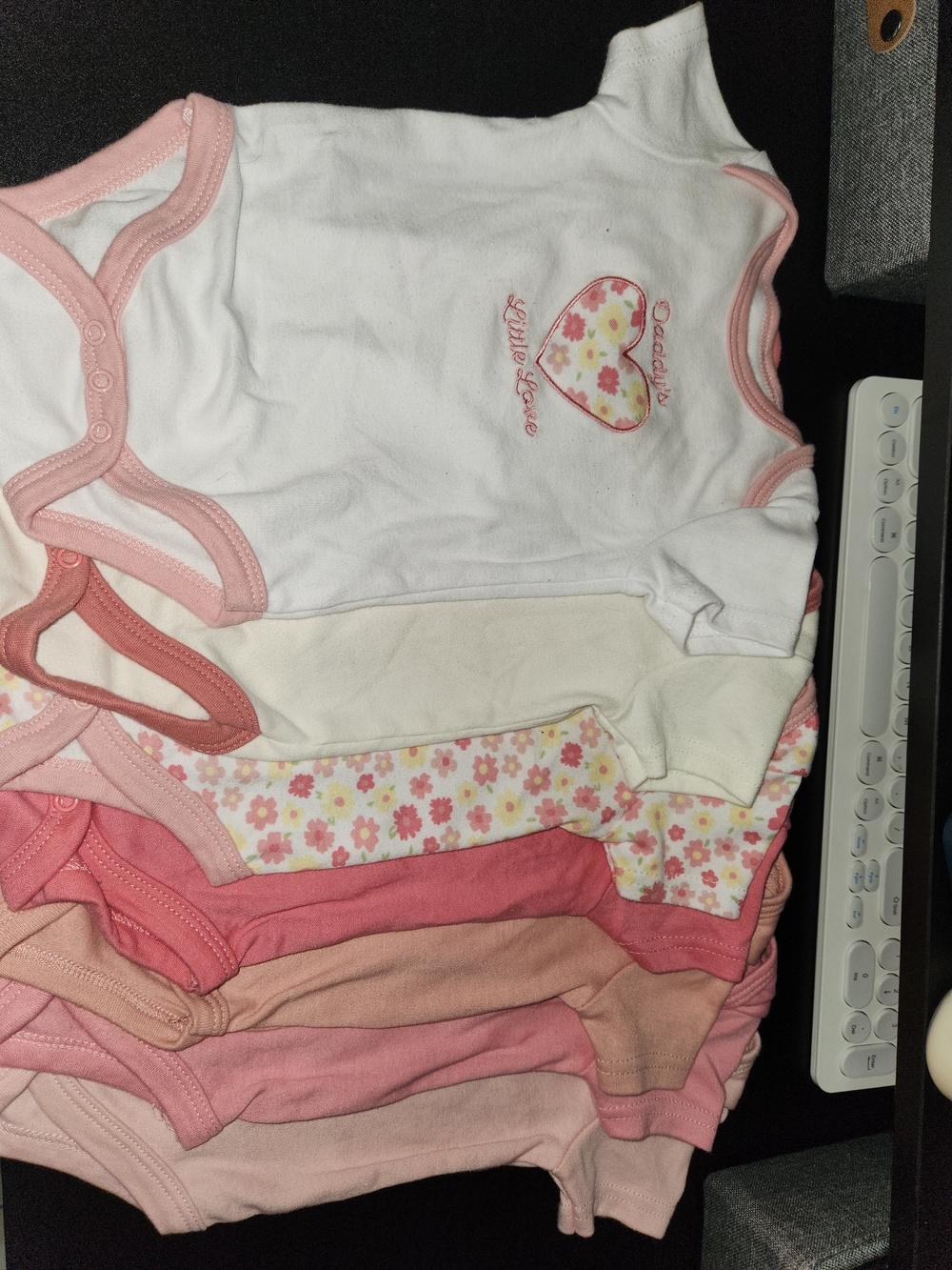 chick pea Baby Girls Pink & White Floral Onesie Bundle